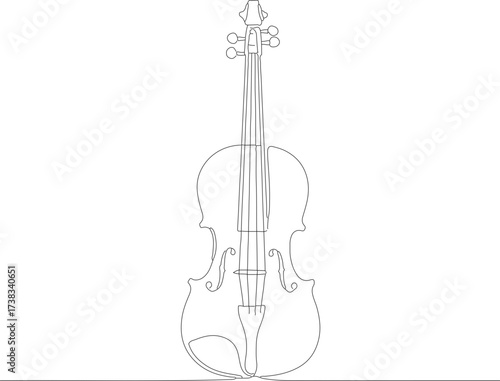 Simple Outline Violin Instrument Musical Bowed Stringed Fiddle Art Graphic