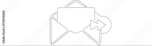 Minimalist One Line Drawing Email Forward Icon Communication Concept Illustration