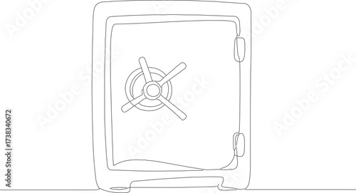 Continuous Line Drawing of Bank Vault Door Strongbox Safety Box Illustration