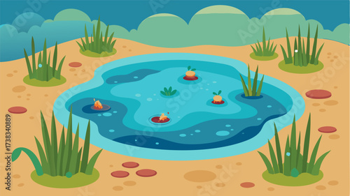 As the tide recedes small pools of water become visible teeming with tiny creatures and creating a miniature ecosystem within the larger marsh.