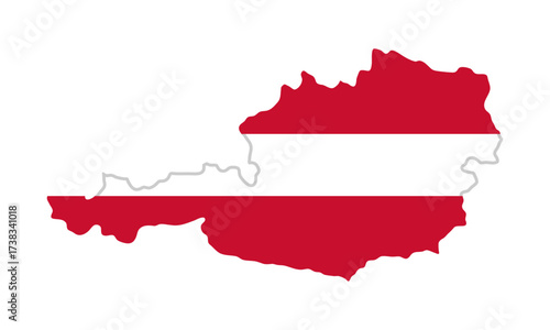 Austria map icon. Country shape with national flag colors in clean silhouette vector illustration. Geographical and patriotic sign. Travel and identity symbol. European cartography pictogram.