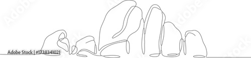 Minimalist One Line Handdrawn Rock Formation Natural Landmark Landscape Art