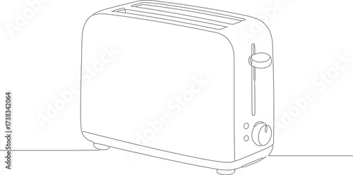 Simple Line Art Toaster Appliance For Making Breakfast Toast Isolated
