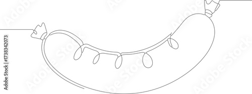 Continuous Line Sausage Illustration Detail Food and Meat Deli Product