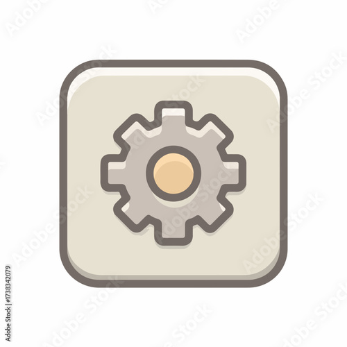 Simple Geometric Gear Icon Outline Design
