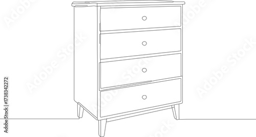 Minimalist Line Drawing Chest of Drawers Furniture Interior Design Element