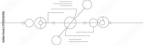Minimalist Outline Circle and Line Connectivity Diagram Design Element Graphic