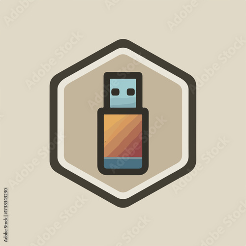 USB Drive Solid Flat Glyph Icon