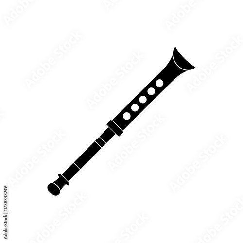 Illustration of a black musical instrument on transparent background silhouette