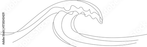 Simple Outline Wave Line Art Ocean Water Nature Illustration