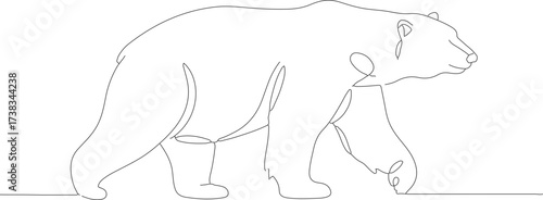 Minimalist Single Line Drawing Polar Bear Walking Animal Illustration