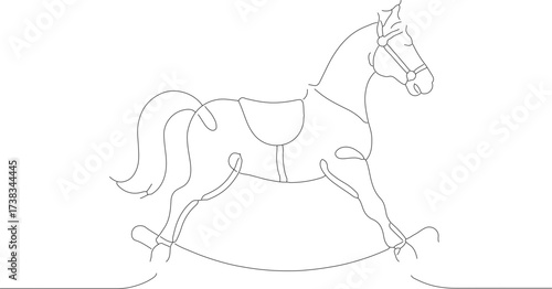 Simple Line Art Toy Rocking Horse Nursery Decoration Illustration