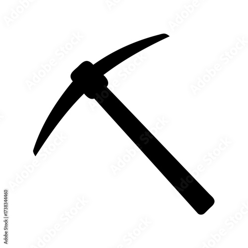 A Simple Illustration of a Black Pickaxe for Mining or Construction