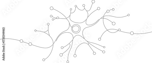 Minimalist Line Art Neuron Illustration Brain Cell Structure Biology