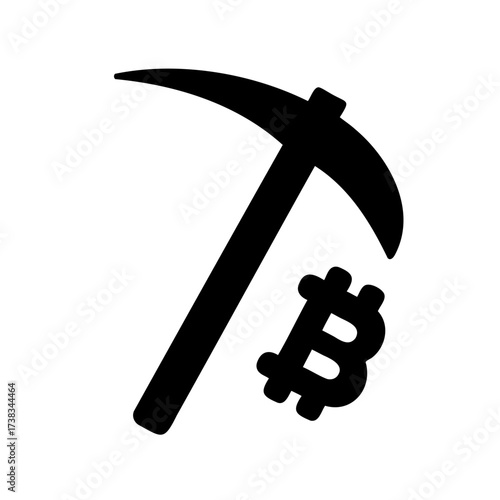 Bitcoin mining vector icon, cryptocurrency concept, digital currency business illustration