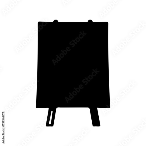 Simple black silhouette of an Aframe sidewalk advertising board display stand