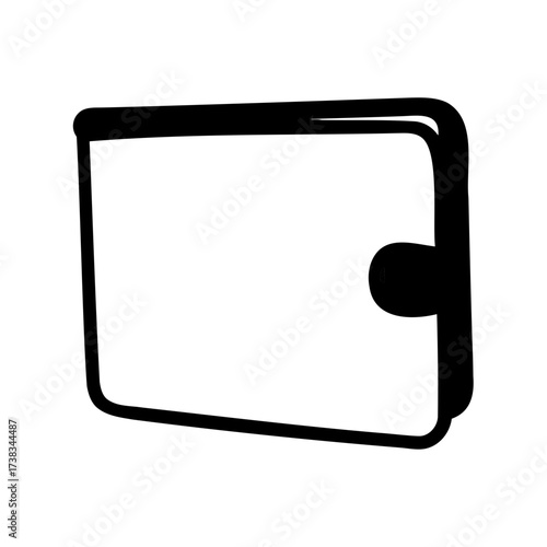 Minimalist black and white wallet illustration, simple design for financial theme