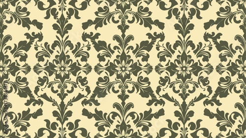 Seamless damask vector pattern. Traditional classic orient ornament. Light green pattern