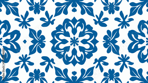Seamless damask vector pattern. Traditional classic orient ornament. Light blue pattern