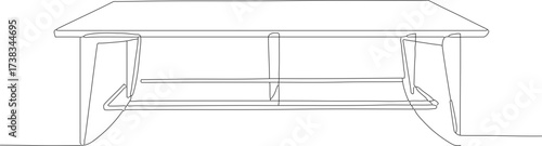 Simple Outline Drawing of a Modern Minimalist Coffee Table Furniture