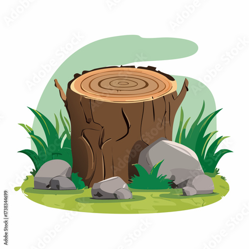 Vector Illustration of a Cut Tree Trunk.