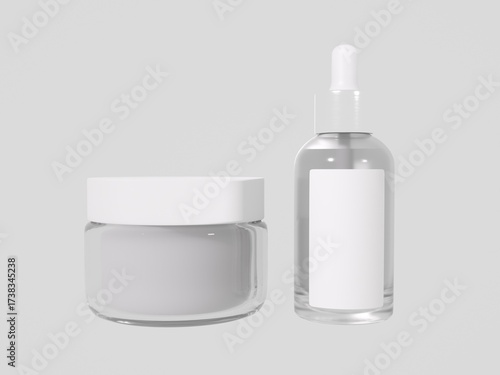 Wallpaper Mural 3D render of glass cosmetic bottle with dispenser on neutral background Torontodigital.ca