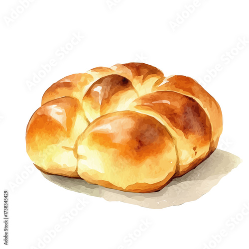 minimal yet artistic elements for creative designs. hand-drawn paint, Simple Illustration, A beautiful painting of brioche bun set, EPS format, isolated on a white background, watercolor style	