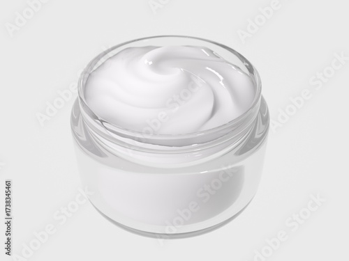 Wallpaper Mural 3D render of transparent cosmetic jar with white cream on neutral background Torontodigital.ca