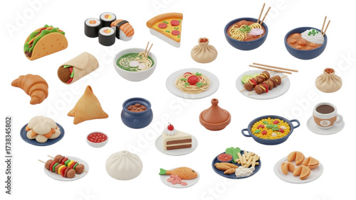 World Food Culture Icons – International Cuisine Symbols and Traditional Culinary Diversity Vector