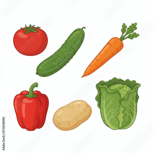 Fresh vegetables set isolated on white background