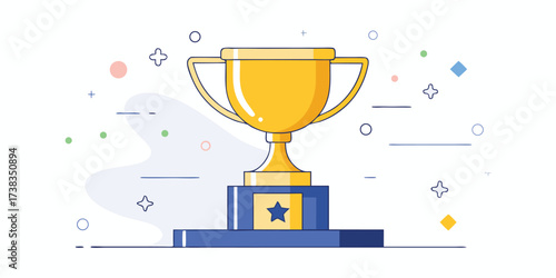 Shiny gold trophy cup for the winner and champion of a sport competition, symbolizing success and victory