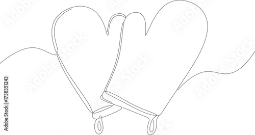 Minimalist Continuous Line Drawing Oven Mitts Heart Shape Kitchen Utensil