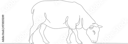Minimalist Outline Drawing of Grazing Sheep Continuous Line Style Graphic