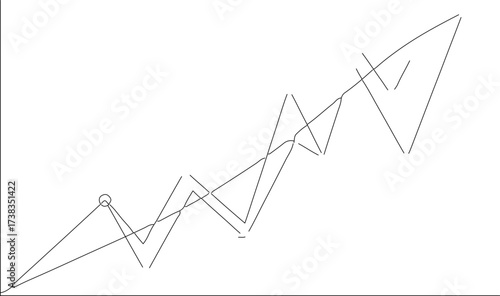 Simple Lineart Growing Stock Market Chart Diagram Illustration Design