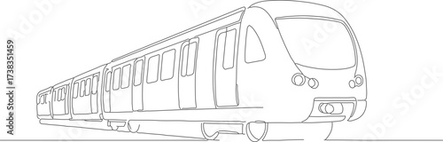 Minimalist Line Art Subway Train Transport Public Service Illustration