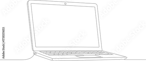 Minimalist Continuous Line Drawing Laptop Computer Technology Creative Device