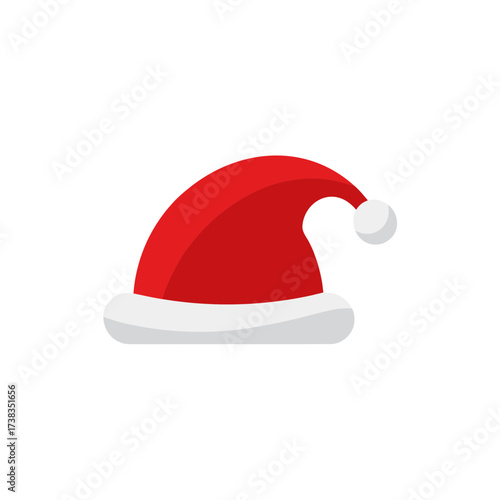 a classic santa hat with a white brim and pom pom 