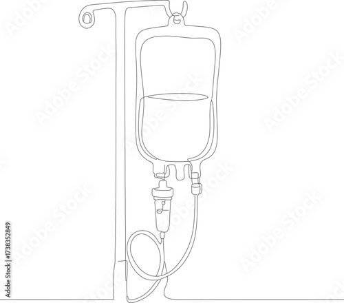 Outline Simple Infusion Fluid Bag Medical Equipment Single Line Art