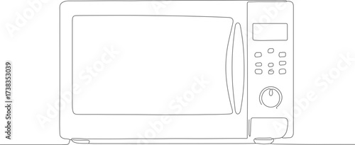 Line Art Detailed Microwave Oven Appliance For Kitchen Cooking