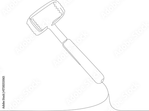 Simple Outline Meat Tenderizer Mallet Kitchen Utensil Minimalist Illustration