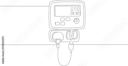 Minimalist Outline Digital Water Timer Agriculture Irrigation System Component