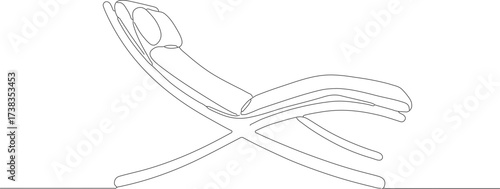 Simple Line Drawing Barcelona Chair Interior Furniture Element Illustration