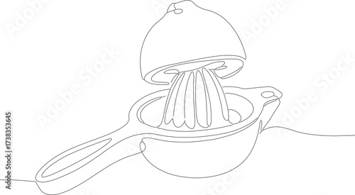Simple Line Art Lemon Squeezer Juice Citrus Fruit Kitchen Utensil Illustration