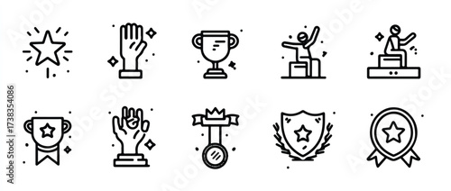 Achievement and recognition vector icons set for business and personal development concepts success and awards