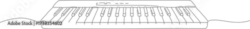 Minimalist Outline Musical Keyboard Instrument Line Drawing Illustration