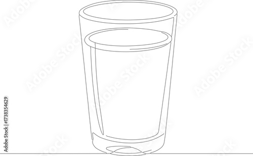 Minimalist Outline Full Glass of Water Drink Illustration on White