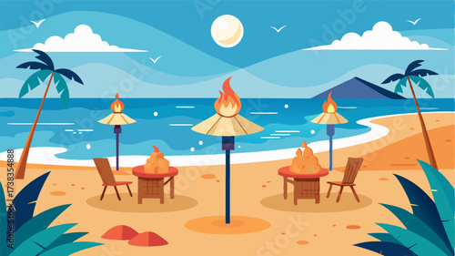 Guests can feel the sand between their toes as they dine al fresco on the beach surrounded by tiki torches and the soothing sound of the waves.