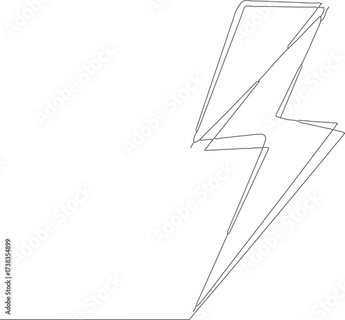 Minimalist Outline Thunder Bolt Symbol Silhouette Design Element Illustration