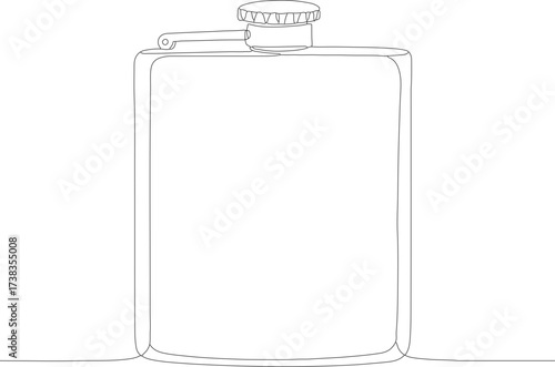 Simple Handdrawn Outline Stainless Steel Liquor Hip Flask Illustration