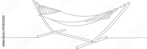 Minimalist Outline Illustration of Relaxing Hammock with Stand Furniture